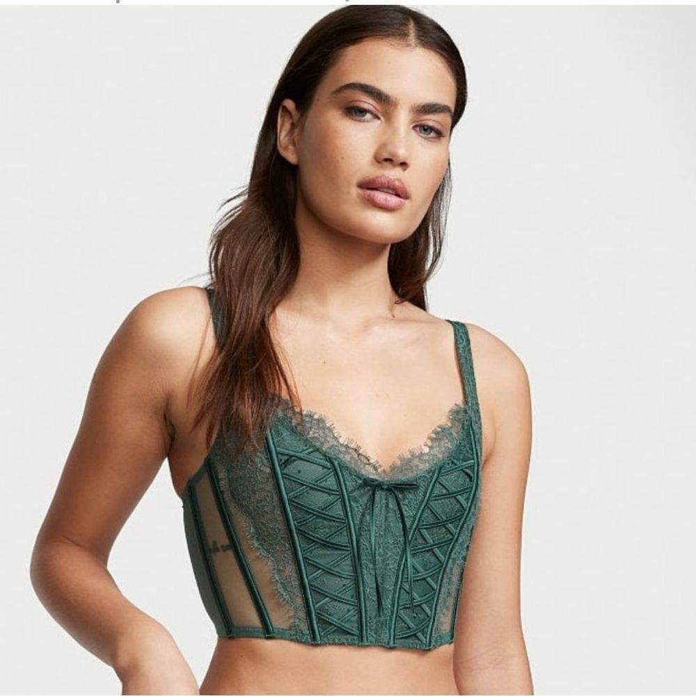 Victoria's Secret XS Unlined Lace-Up Corset Top Dream‎ Angels BLACK Size M NWT